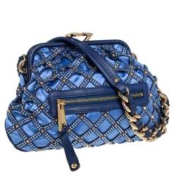 Pre Owned Marc Jacobs Blue Satin Crystal Embellished Stam Shoulder Bag