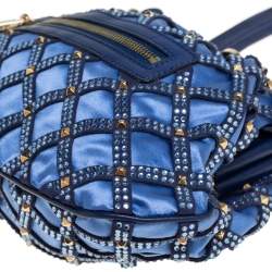 Pre Owned Marc Jacobs Blue Satin Crystal Embellished Stam Shoulder Bag