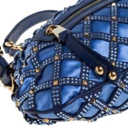Pre Owned Marc Jacobs Blue Satin Crystal Embellished Stam Shoulder Bag