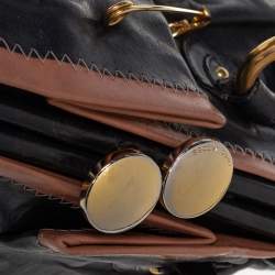 Pre Owned Marc Jacobs Black Leather Safety Pin Stam Top Handle Bag