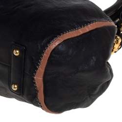 Pre Owned Marc Jacobs Black Leather Safety Pin Stam Top Handle Bag