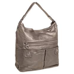 Pre Owned Marc Jacobs Metallic Soft Leather Double Pocket Shoulder Bag