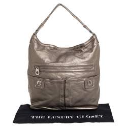 Pre Owned Marc Jacobs Metallic Soft Leather Double Pocket Shoulder Bag
