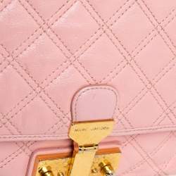 Pre Owned Marc Jacobs Light Pink Quilted Leather Pushlock Flap Shoulder Bag