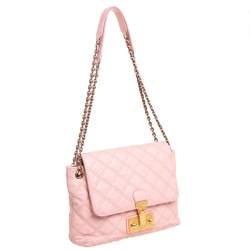 Pre Owned Marc Jacobs Light Pink Quilted Leather Pushlock Flap Shoulder Bag