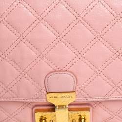 Pre Owned Marc Jacobs Light Pink Quilted Leather Pushlock Flap Shoulder Bag