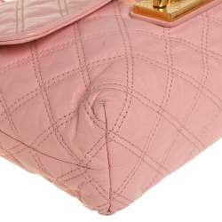 Pre Owned Marc Jacobs Light Pink Quilted Leather Pushlock Flap Shoulder Bag