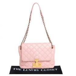 Pre Owned Marc Jacobs Light Pink Quilted Leather Pushlock Flap Shoulder Bag