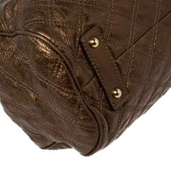 Pre Owned Marc Jacobs Metallic Brown Quilted Leather Stam Satchel