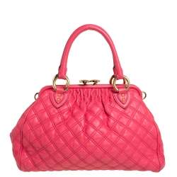 Pre Owned Marc Jacobs Fuchsia Quilted Leather Stam Satchel