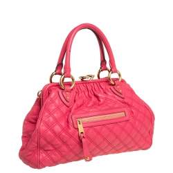 Pre Owned Marc Jacobs Fuchsia Quilted Leather Stam Satchel