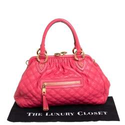 Pre Owned Marc Jacobs Fuchsia Quilted Leather Stam Satchel