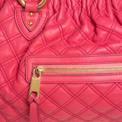Pre Owned Marc Jacobs Fuchsia Quilted Leather Stam Satchel
