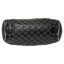 Pre Owned Marc Jacobs Black/Silver Quilted Leather Stam Satchel