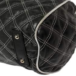 Pre Owned Marc Jacobs Black/Silver Quilted Leather Stam Satchel