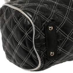 Pre Owned Marc Jacobs Black/Silver Quilted Leather Stam Satchel