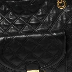 Pre Owned Marc Jacobs Black Leather Quilted Chain Tote