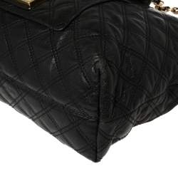Pre Owned Marc Jacobs Black Leather Quilted Chain Tote