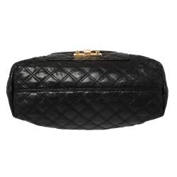 Pre Owned Marc Jacobs Black Leather Quilted Chain Tote