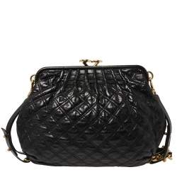 Pre Owned Marc Jacobs Black Quilted Leather Stam Satchel
