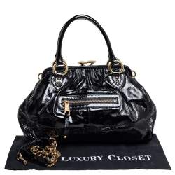 Pre Owned Marc Jacobs Black Patent Leather Stam Satchel