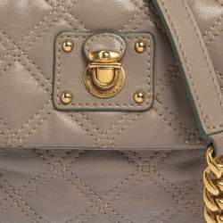 Pre Owned Marc Jacobs Taupe Quilted Leather Crossbody Bag