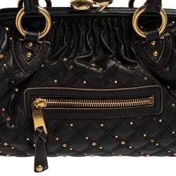 Pre Owned Marc Jacobs Black Leather Studded Stam Satchel