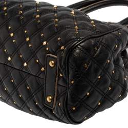 Pre Owned Marc Jacobs Black Leather Studded Stam Satchel