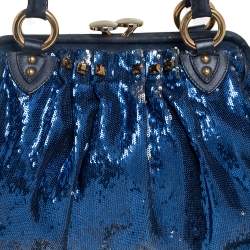 Pre Owned Marc Jacobs Blue Sequin and Suede New York Rocker Stam Satchel 