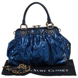 Pre Owned Marc Jacobs Blue Sequin and Suede New York Rocker Stam Satchel 