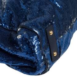 Pre Owned Marc Jacobs Blue Sequin and Suede New York Rocker Stam Satchel 