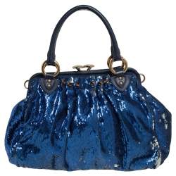 Marc Jacobs Blue Sequin and Suede New York Rocker Stam Satchel 