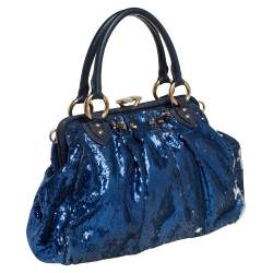 Pre Owned Marc Jacobs Blue Sequin and Suede New York Rocker Stam Satchel 