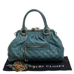 Pre Owned Marc Jacobs Green Quilted Leather Stam Satchel