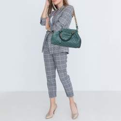Pre Owned Marc Jacobs Green Quilted Leather Stam Satchel