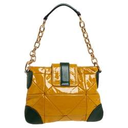 Marc Jacobs Mustard Yellow/Green Patent Leather And Leather Shoulder Bag