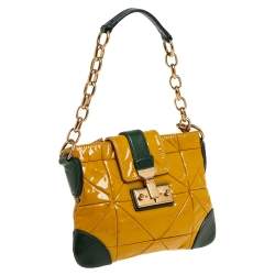 Marc Jacobs Mustard Yellow/Green Patent Leather And Leather Shoulder Bag