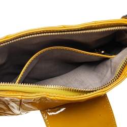 Marc Jacobs Mustard Yellow/Green Patent Leather And Leather Shoulder Bag