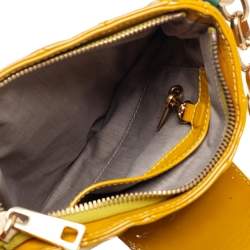 Marc Jacobs Mustard Yellow/Green Patent Leather And Leather Shoulder Bag