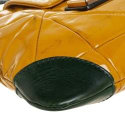 Marc Jacobs Mustard Yellow/Green Patent Leather And Leather Shoulder Bag