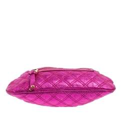 Pre Owned Marc Jacobs Metallic Fuchsia Quilted Leather Little Stam Shoulder Bag