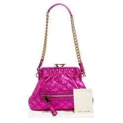 Pre Owned Marc Jacobs Metallic Fuchsia Quilted Leather Little Stam Shoulder Bag