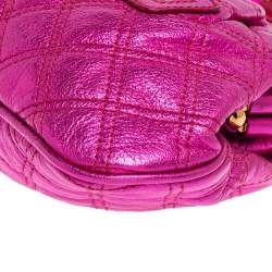 Pre Owned Marc Jacobs Metallic Fuchsia Quilted Leather Little Stam Shoulder Bag