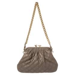 Pre Owned Marc Jacobs Taupe Quilted Leather Little Stam Shoulder Bag