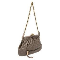 Pre Owned Marc Jacobs Taupe Quilted Leather Little Stam Shoulder Bag