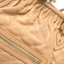 Pre Owned Marc Jacobs Peach Quilted Leather Stam Satchel