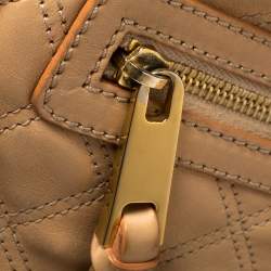 Pre Owned Marc Jacobs Peach Quilted Leather Stam Satchel