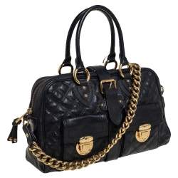 Pre Owned Marc Jacobs Black Quilted Leather Venetia Satchel