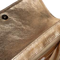 Pre Owned Marc Jacobs Metallic Gold Quilted Leather Bow Shoulder Bag