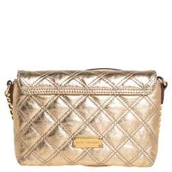Pre Owned Marc Jacobs Metallic Gold Quilted Leather Bow Shoulder Bag